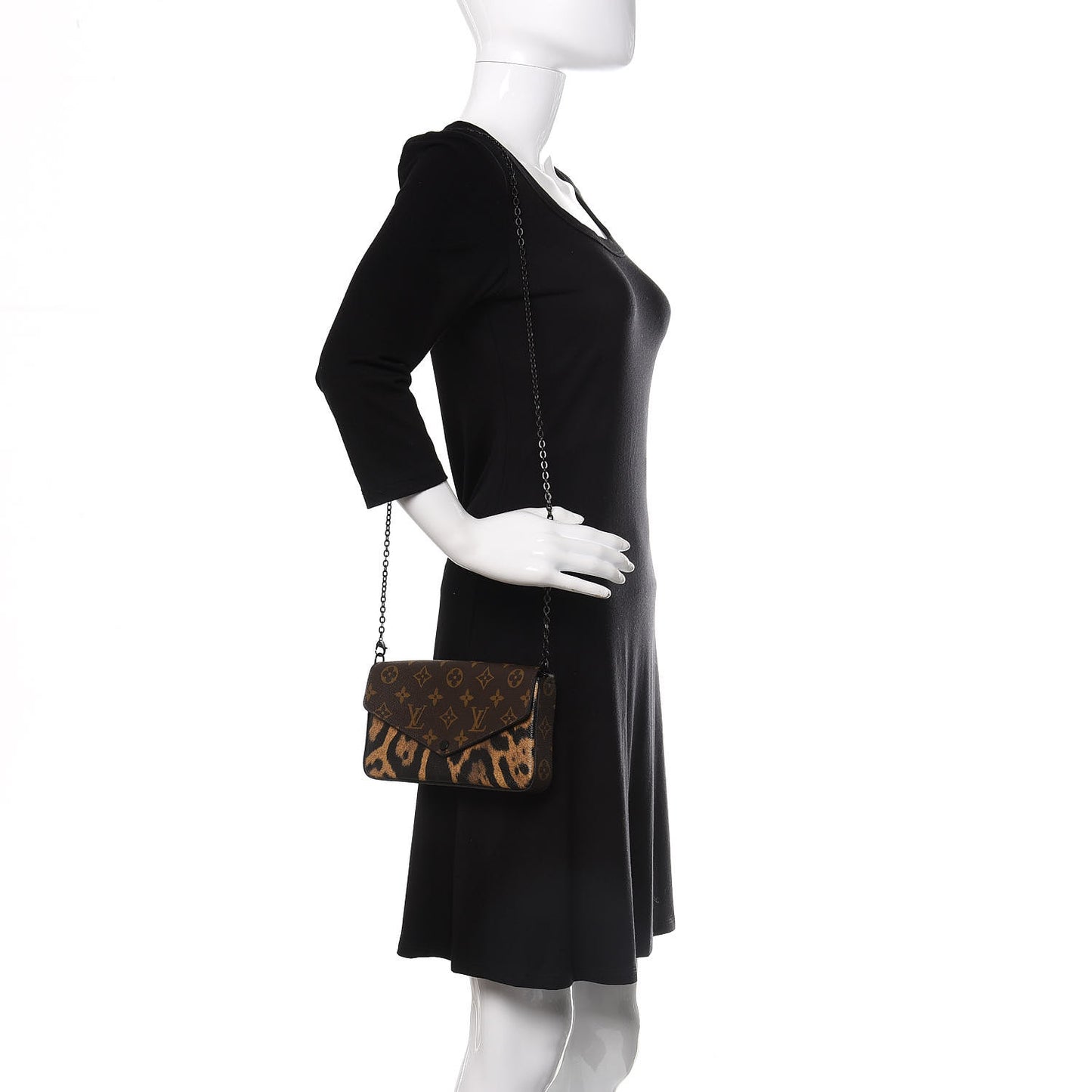 Monogram Animal Print Pochette Felicie Chain Wallet