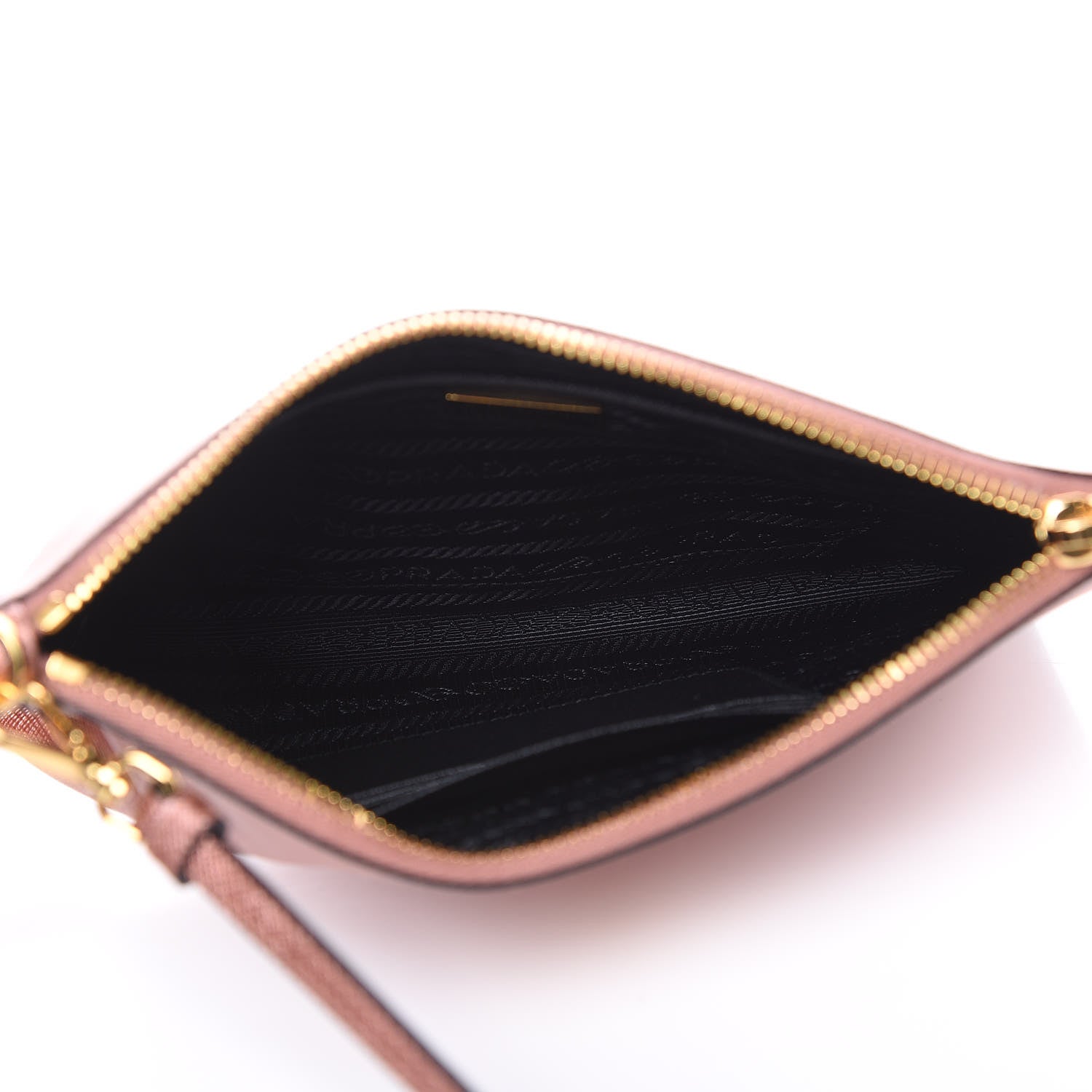 Prada Metallic Saffiano Small Flat Pouch Antico Mordore 5 of 7