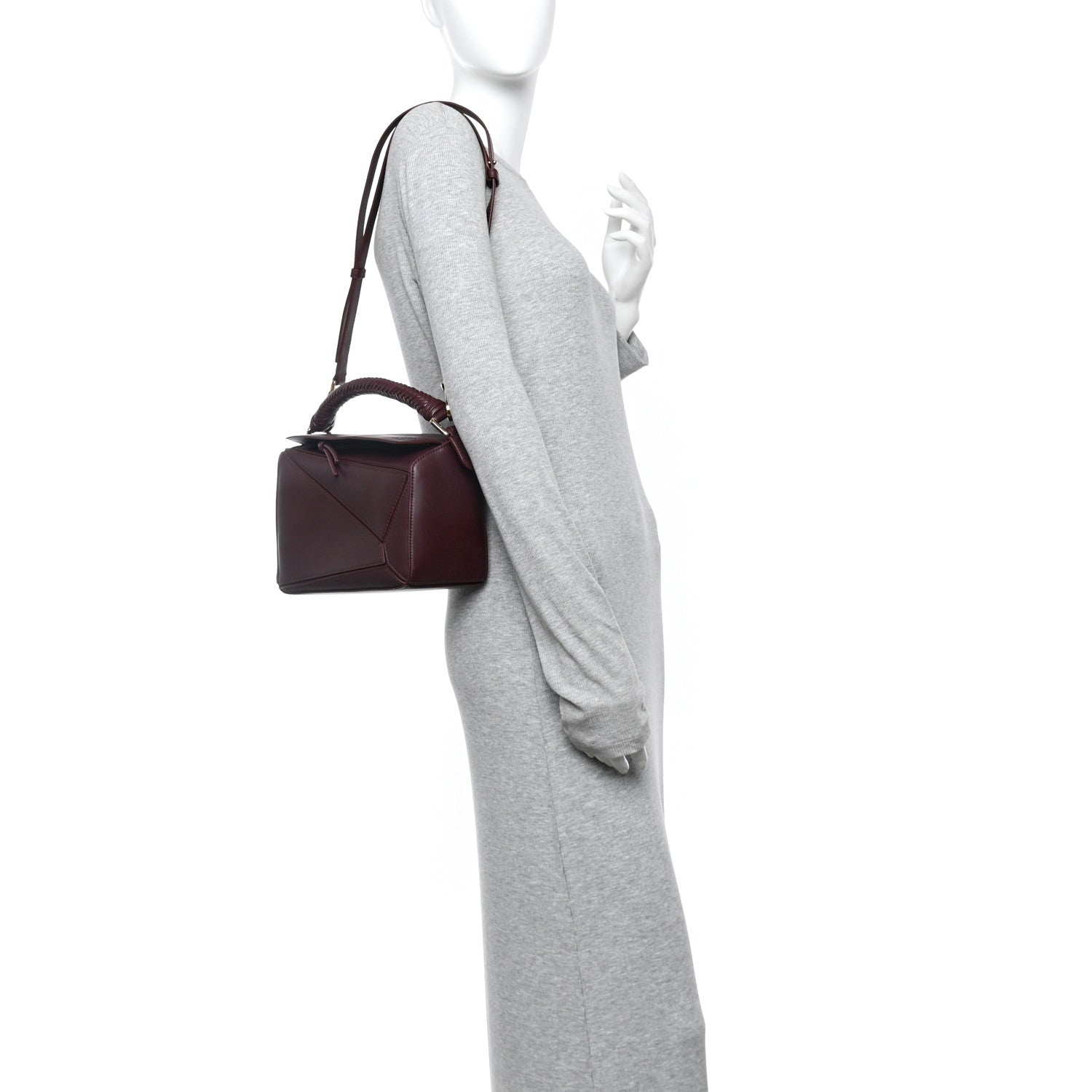 Loewe Calfskin Small Woven Puzzle Bag Dark Burgundy 2 of 13