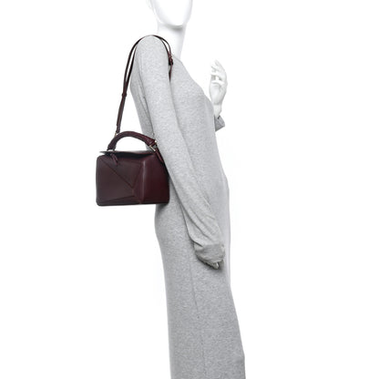 Loewe Calfskin Small Woven Puzzle Bag Dark Burgundy 2 of 13