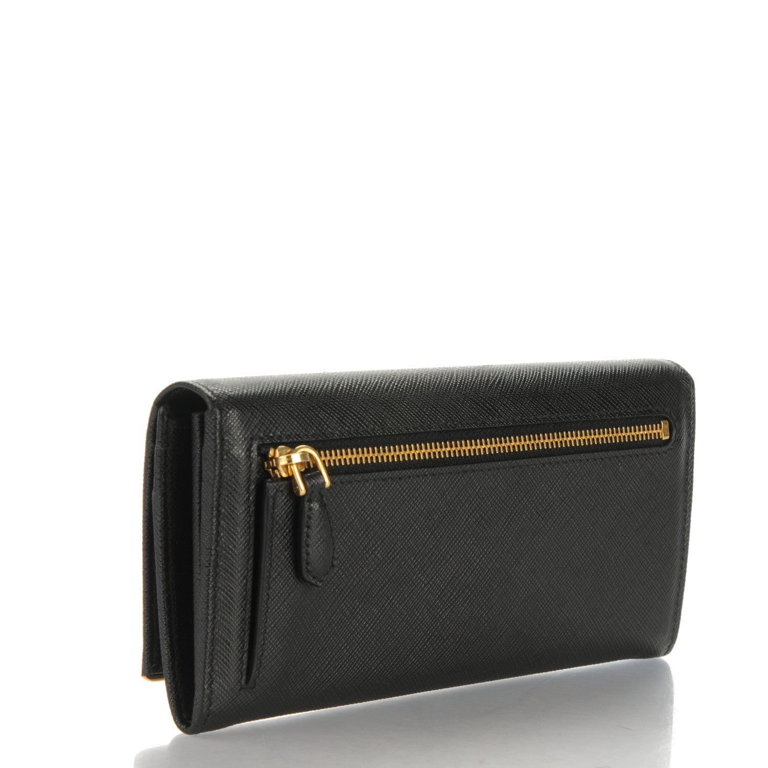 Prada Saffiano Metal Bar Flap Wallet Black 3 of 6