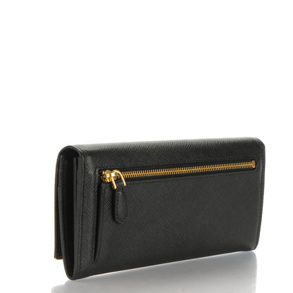 Prada Saffiano Metal Bar Flap Wallet Black 3 of 6
