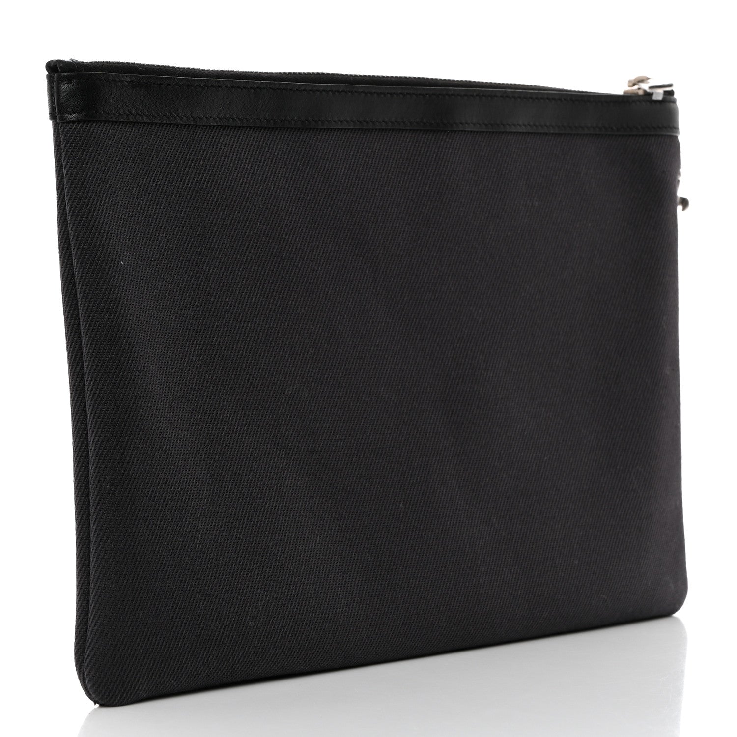 Saint Laurent Linen Canvas Rive Gauche Zipped Pouch Black 3 of 9