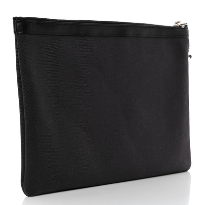 Saint Laurent Linen Canvas Rive Gauche Zipped Pouch Black 3 of 9