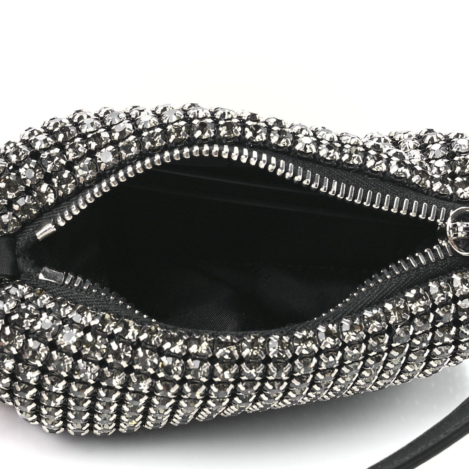 Alexander Wang Mesh Crystal Rhinestone Mini Heiress Pouch Black Silver 5 of 12