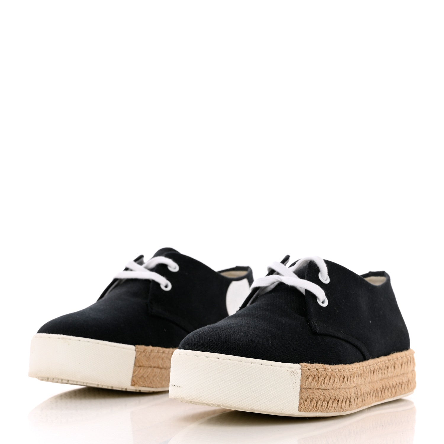 Hermes Cotton Canvas Womens Rosa Espadrille Sneakers 37 Black 3 of 9