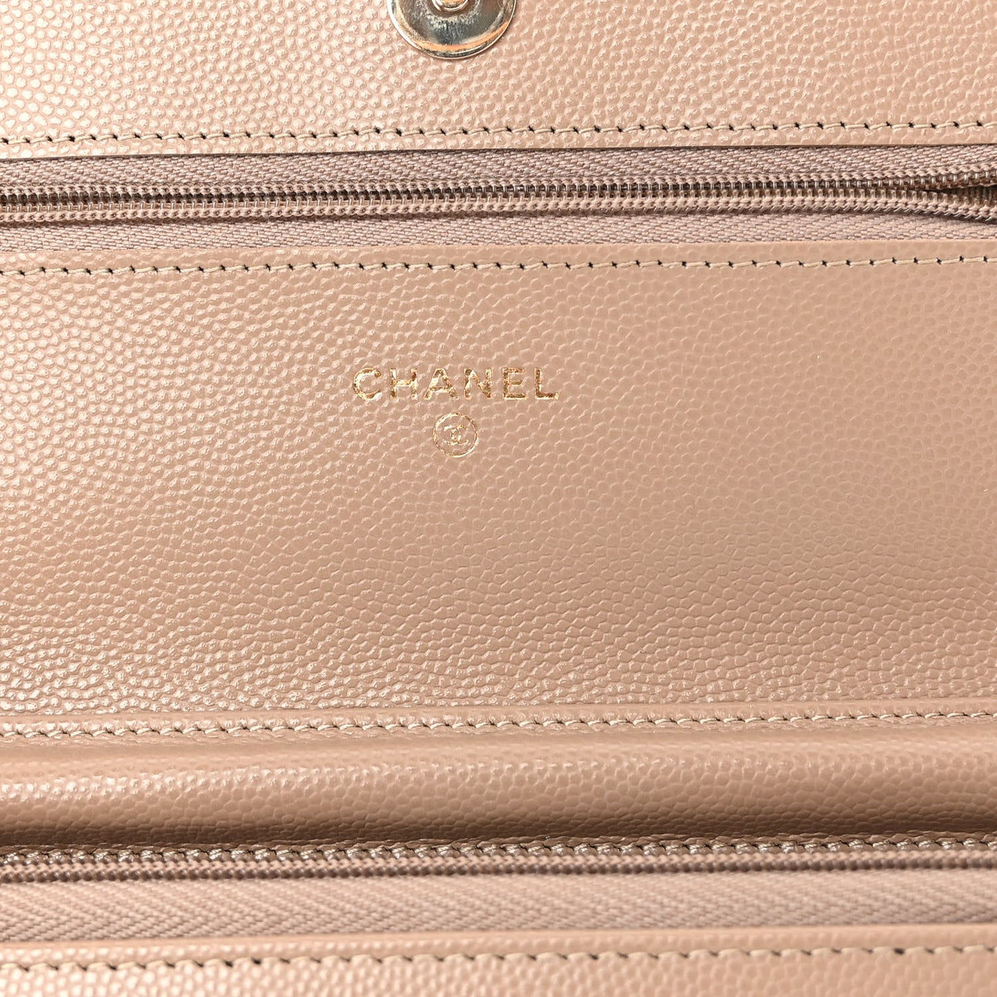 Caviar Quilted Wallet on Chain WOC Dark Beige