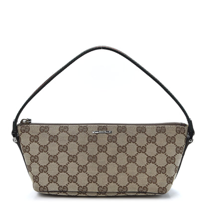 Gucci Monogram Web Boat Pochette Brown 1 of 9