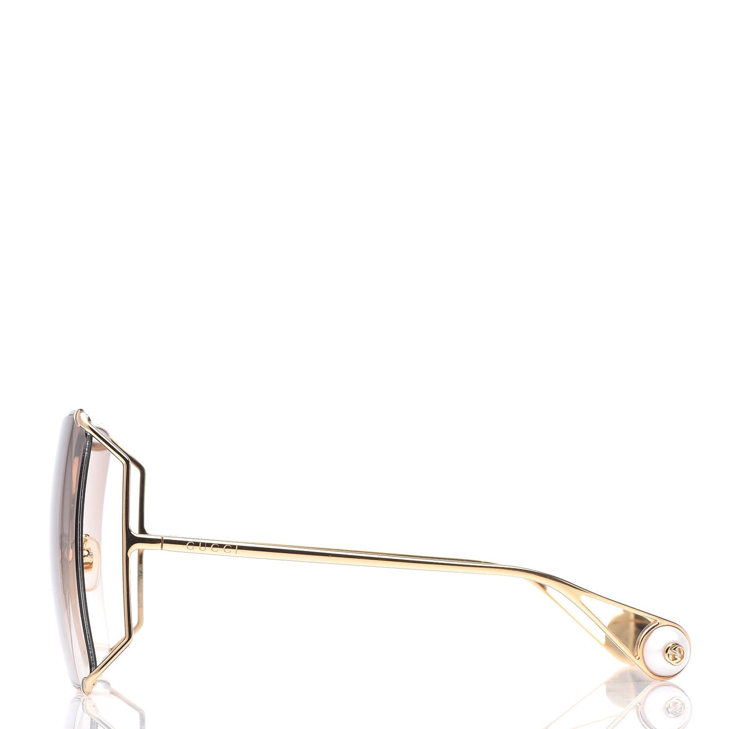 Oversized Round Sunglasses GG0252S Gold Brown