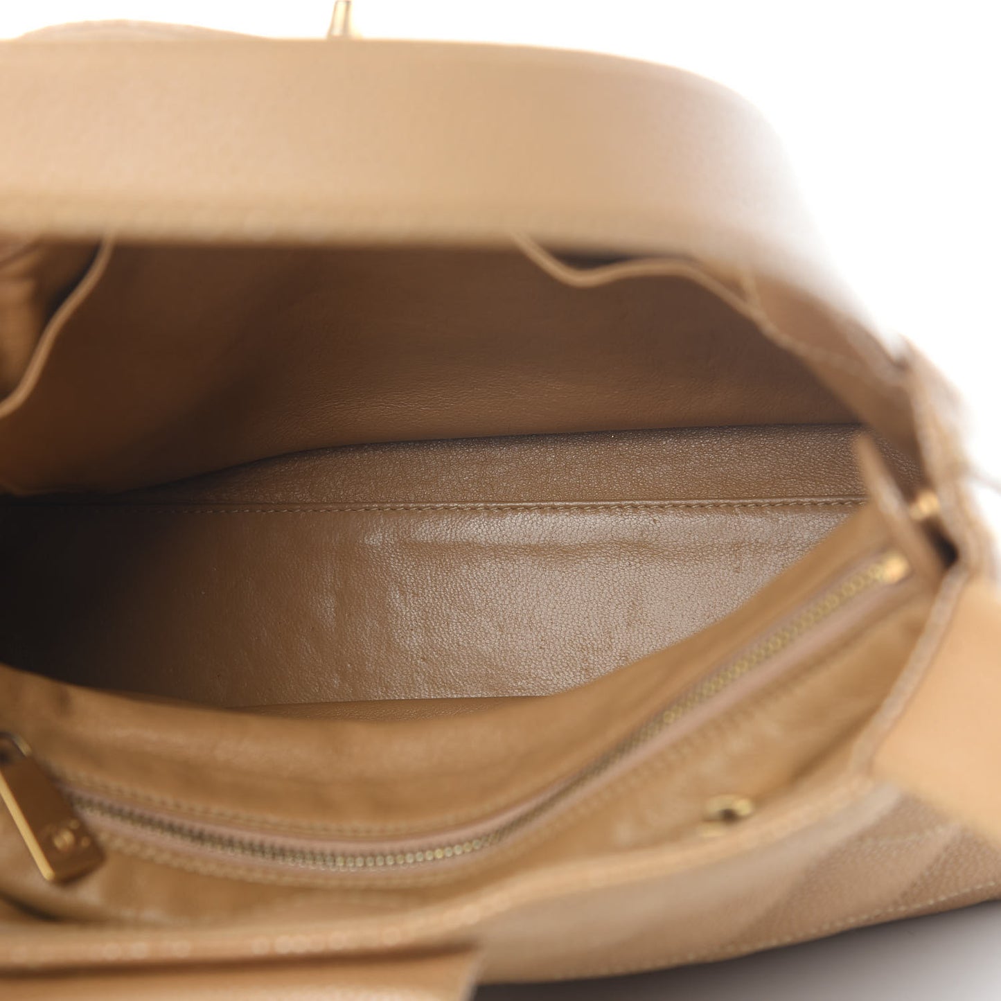 Metallic Caviar Quilted Shoulder Bag Beige