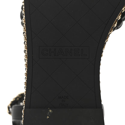 Chanel Lambskin Espadrille Braided Platform Sandals 38.5 Black 7 of 10