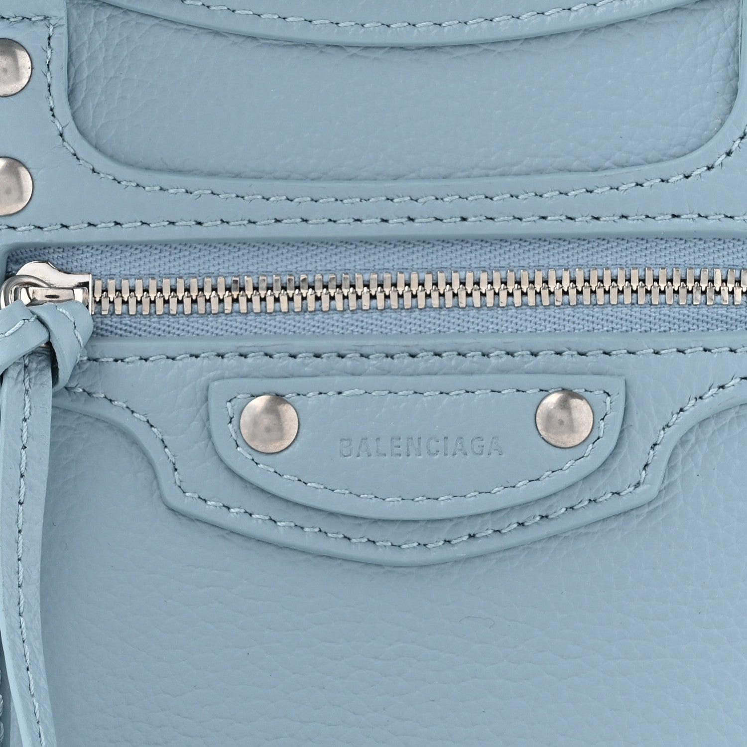 Balenciaga Grained Calfskin Neo Classic Silver Hardware Mini City Blue Grey 8 of 10
