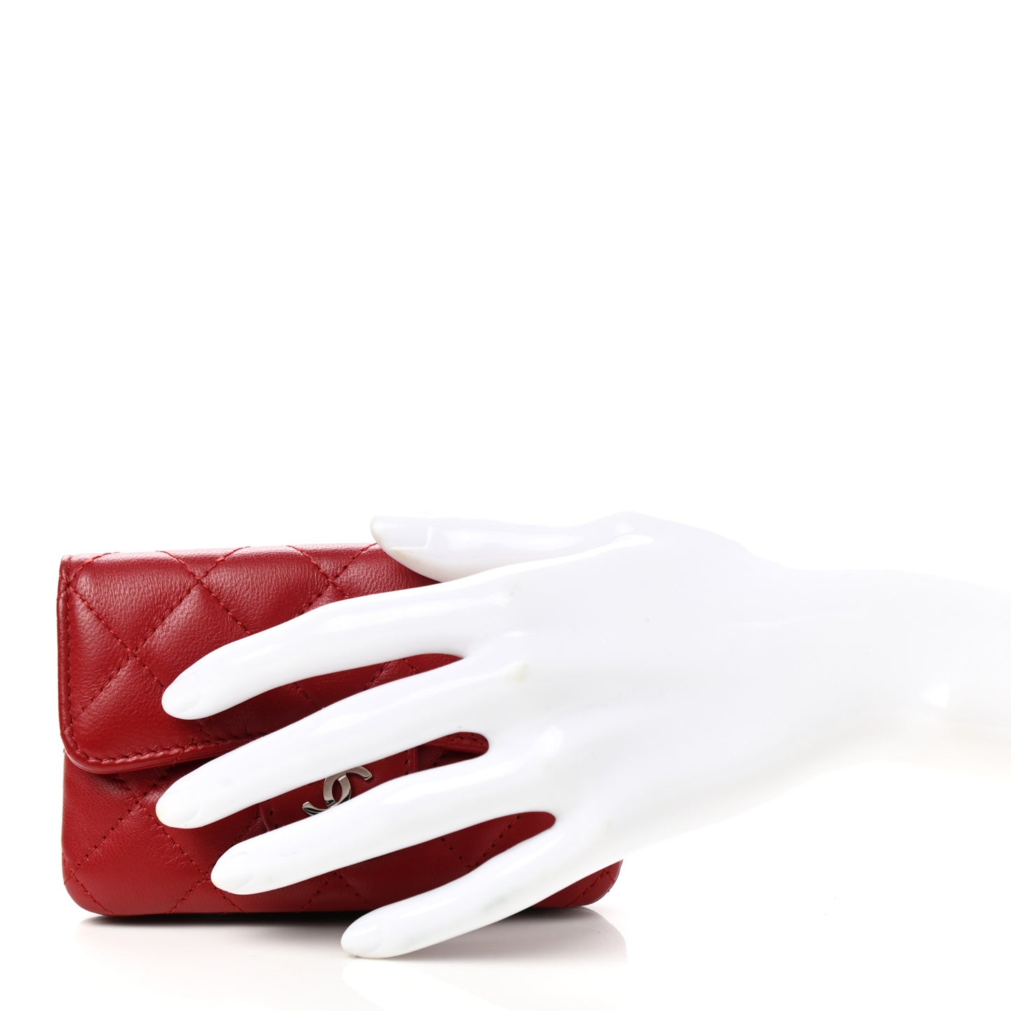 Lambskin Quilted Coin Purse Red