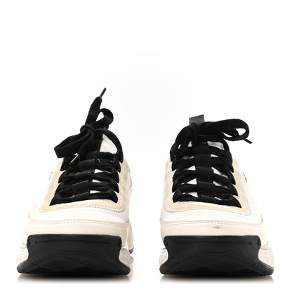 Chanel Velvet Calfskin Mixed Fibers CC Sneakers 39 Ivory Black 3 of 9