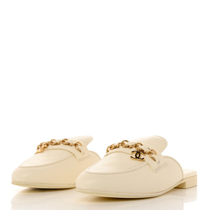 Chanel Lambskin Chain CC Mules 40.5 Ivory 3 of 11