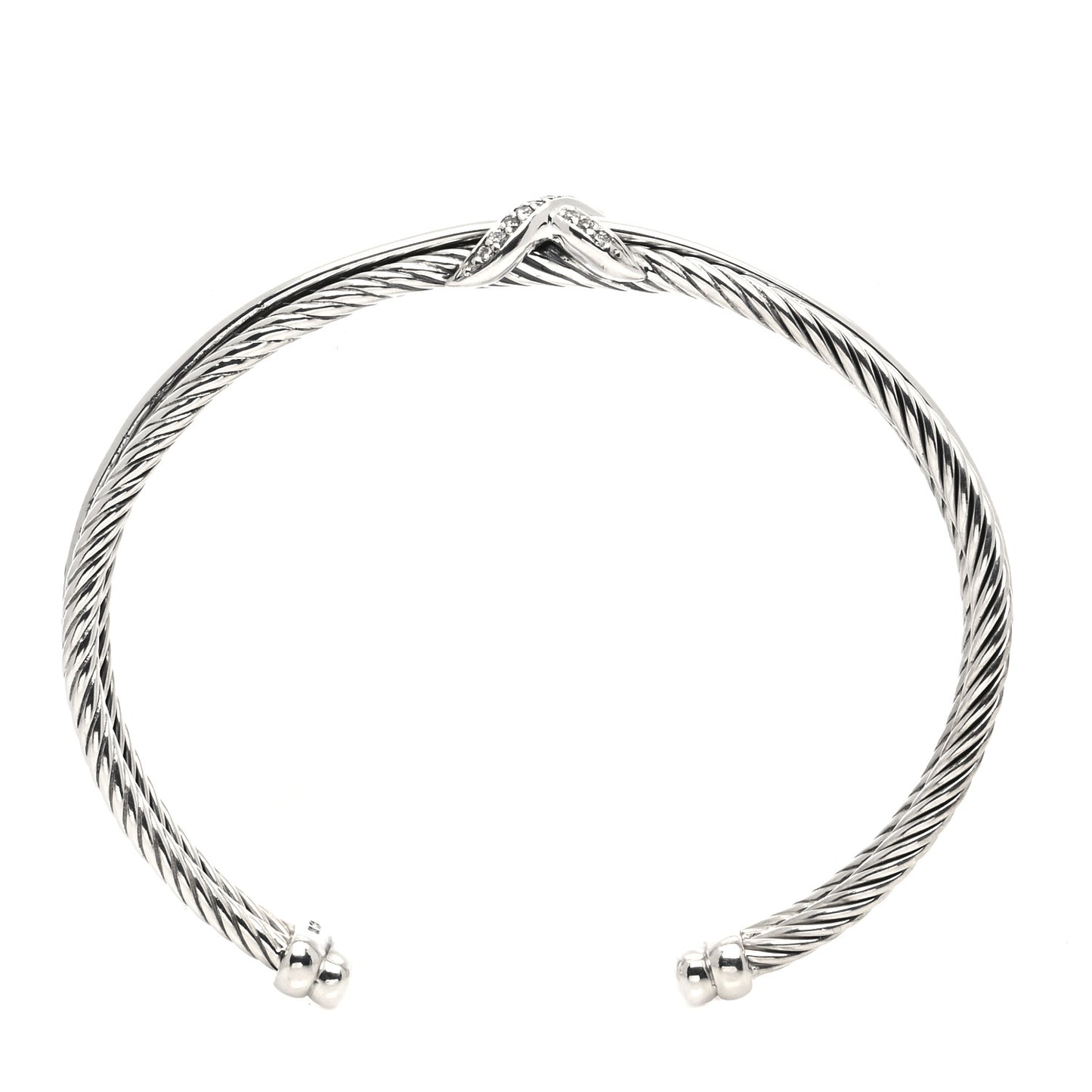 Sterling Silver Diamond 7mm Crossover X Bracelet
