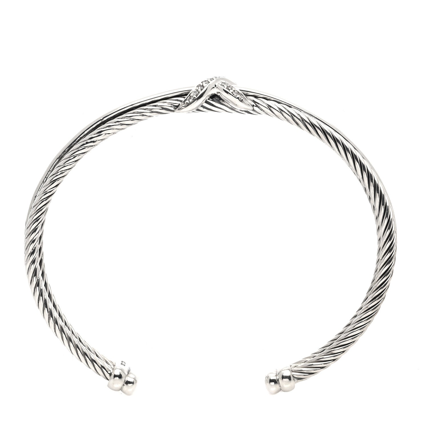 David Yurman Sterling Silver Diamond 7mm Crossover X Bracelet 3 of 4