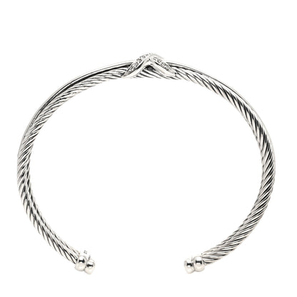 David Yurman Sterling Silver Diamond 7mm Crossover X Bracelet 3 of 4