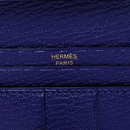 Hermes Chevre Mysore Bearn Gusset Wallet Bleu Electrique 6 of 8