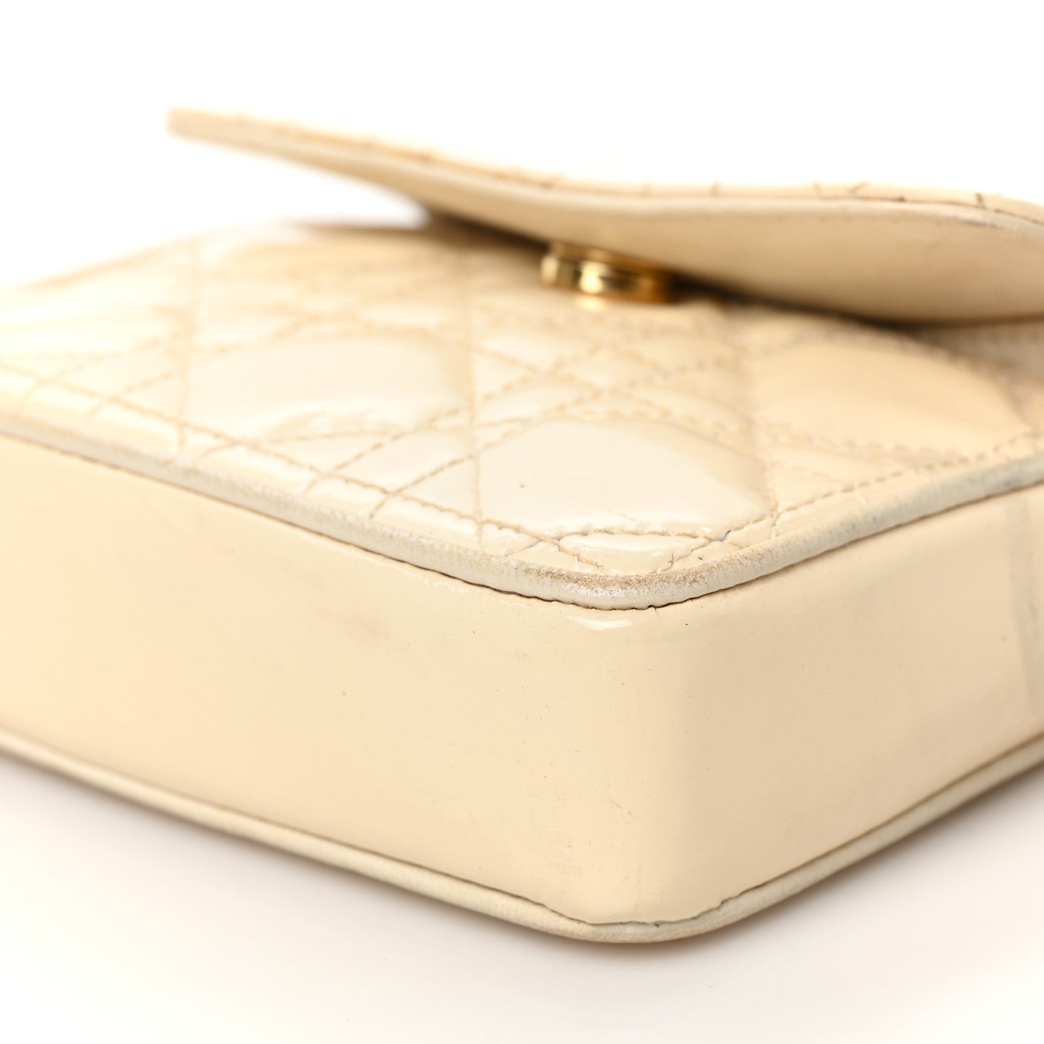 Christian Dior Patent Cannage Mini Crossbody Pouch White 9 of 9