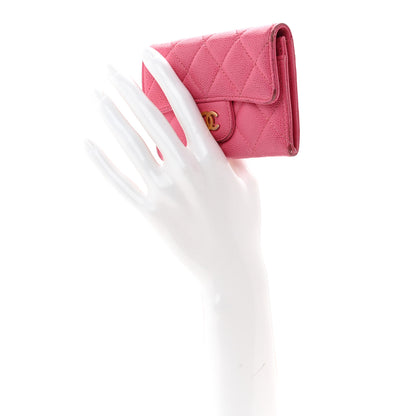 Chanel Caviar Quilted Flap Card Holder Wallet Pink 2 of 10