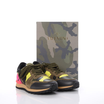 Valentino Garavani Nappa Suede Camouflage Womens Rockrunner Sneakers 39 Military Green 9 of 9
