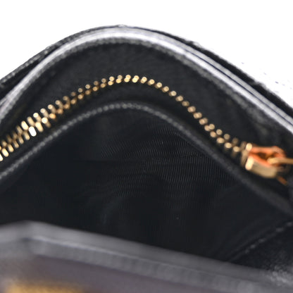 Saint Laurent Grain De Poudre Mixed Matelasse Triquilt Monogram Compact Tri Fold Wallet Black 5 of 7