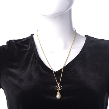 Chanel Pearl Crystal Twisted CC Drop Necklace Gold 2 of 6