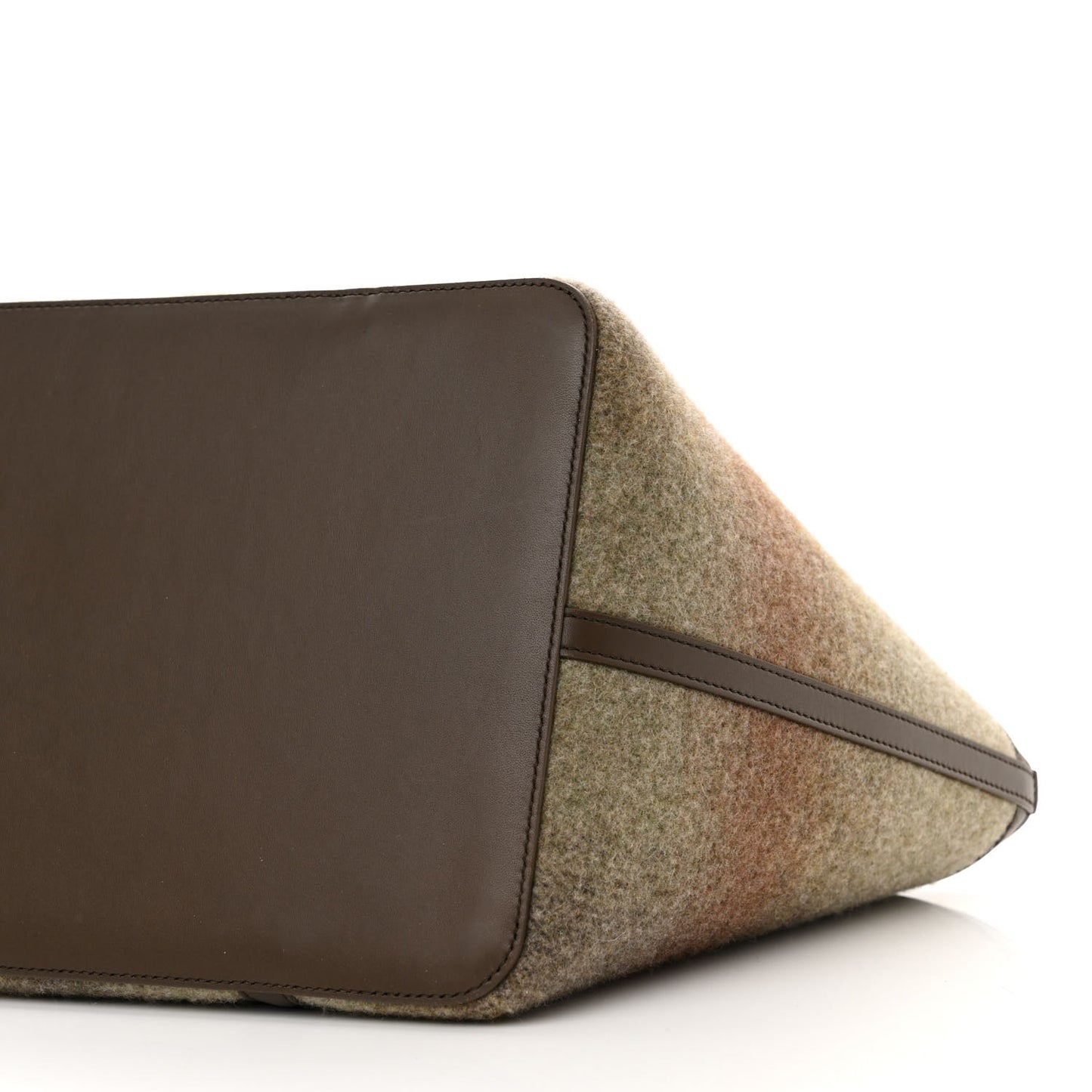 Blurred Double Cashmere Calfskin Plaid Small Carry Everything Tote Pecan Nut Green Cayenne Mel