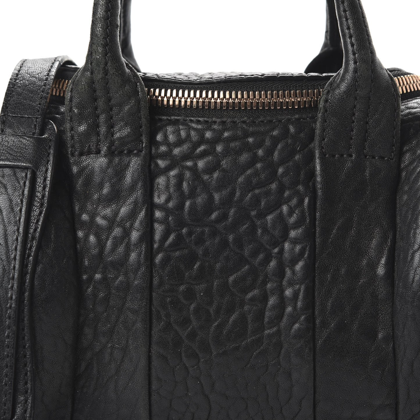 Pebbled Lambskin Mini Rockie Black Rose Gold Hardware