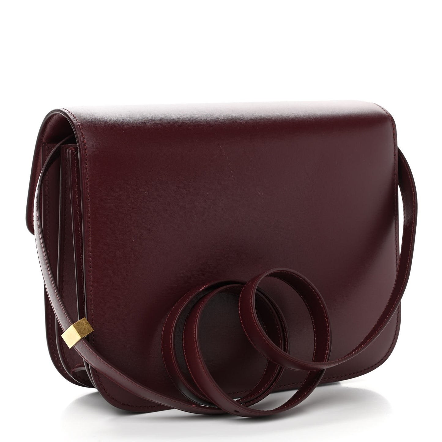Box Calfskin Medium Classic Box Flap Bag Burgundy