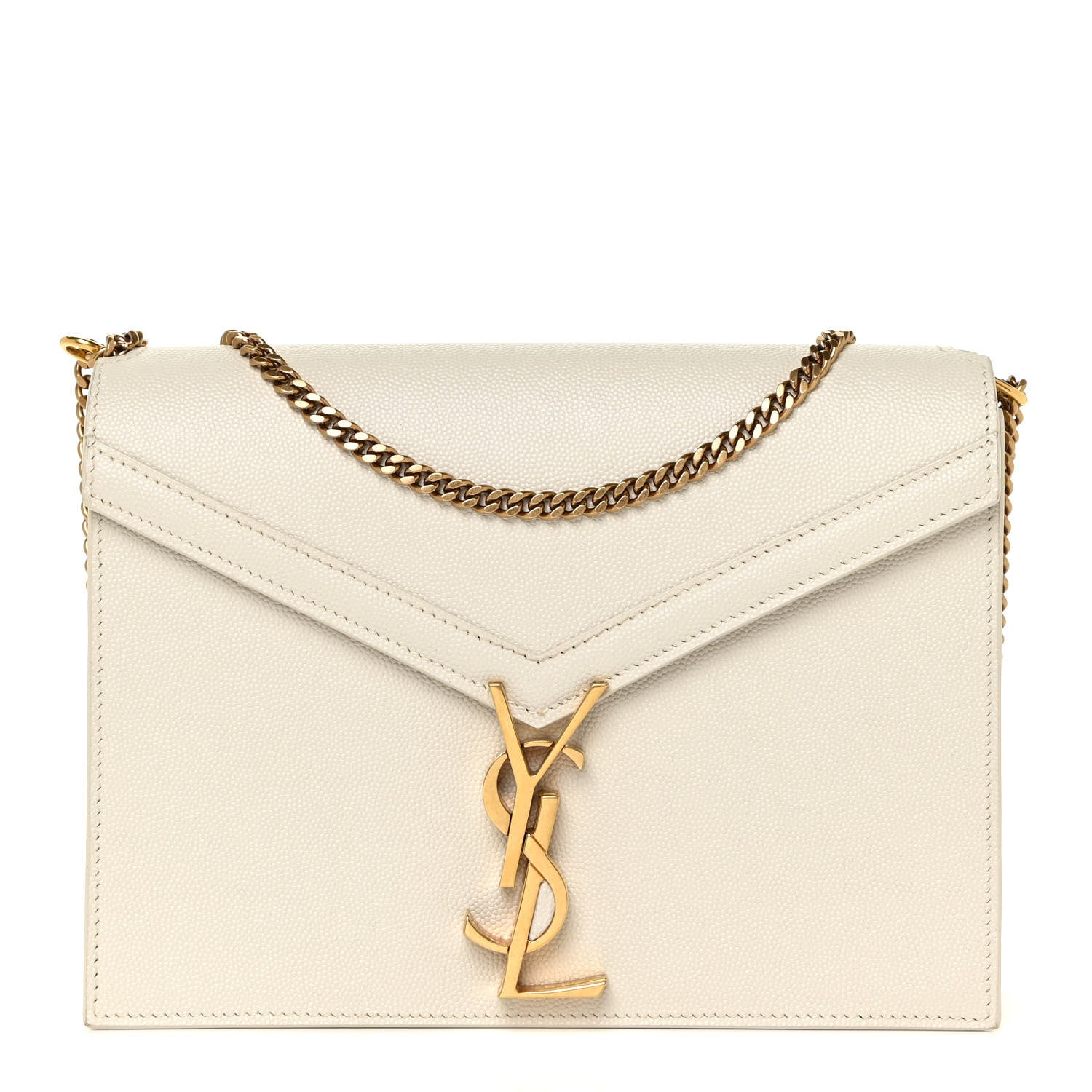 Saint Laurent Grain De Poudre Monogram Cassandra Clasp Bag Vintage White 1 of 18