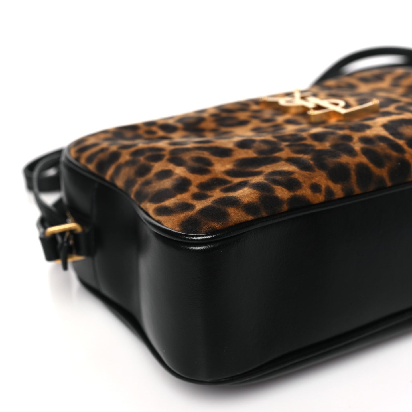 Calfskin Leopard Print Monogram Lou Camera Bag Black