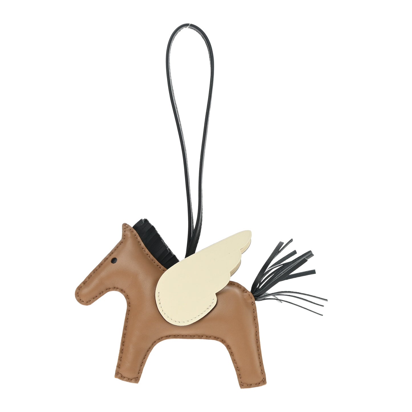 Milo Lambskin Grigri Rodeo Pegase Horse Bag Charm MM Sesame Black Nata