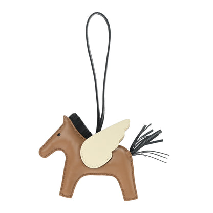 Hermes Milo Lambskin Grigri Rodeo Pegase Horse Bag Charm MM Sesame Black Nata 1 of 5