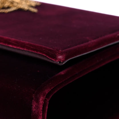 Saint Laurent Velvet Small Classic Monogram Kate Tassel Satchel Burgundy 9 of 16