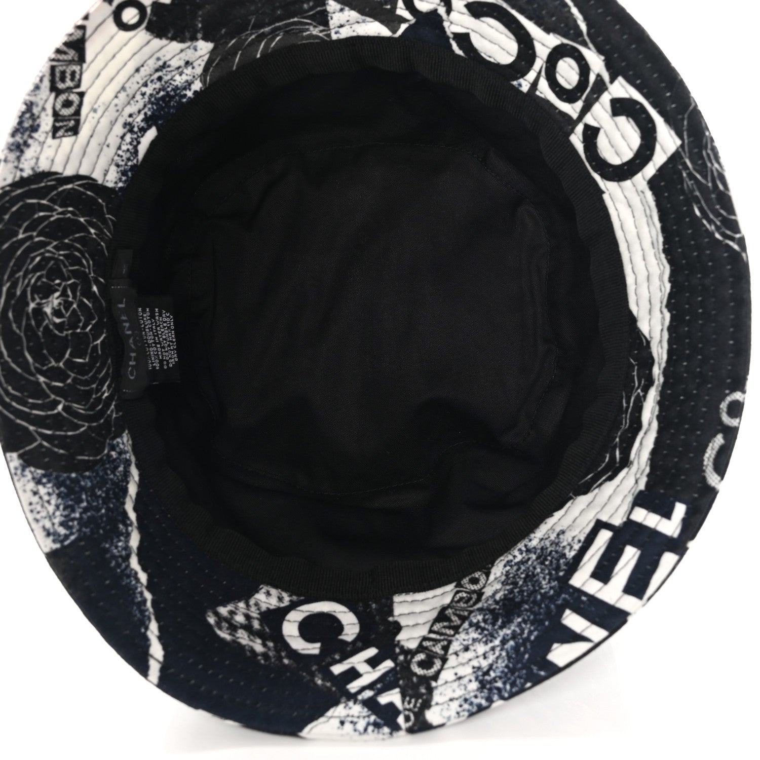 Chanel Cotton Coco Print Bucket Hat M Navy Black White 6 of 7