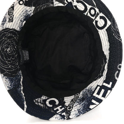 Chanel Cotton Coco Print Bucket Hat M Navy Black White 6 of 7