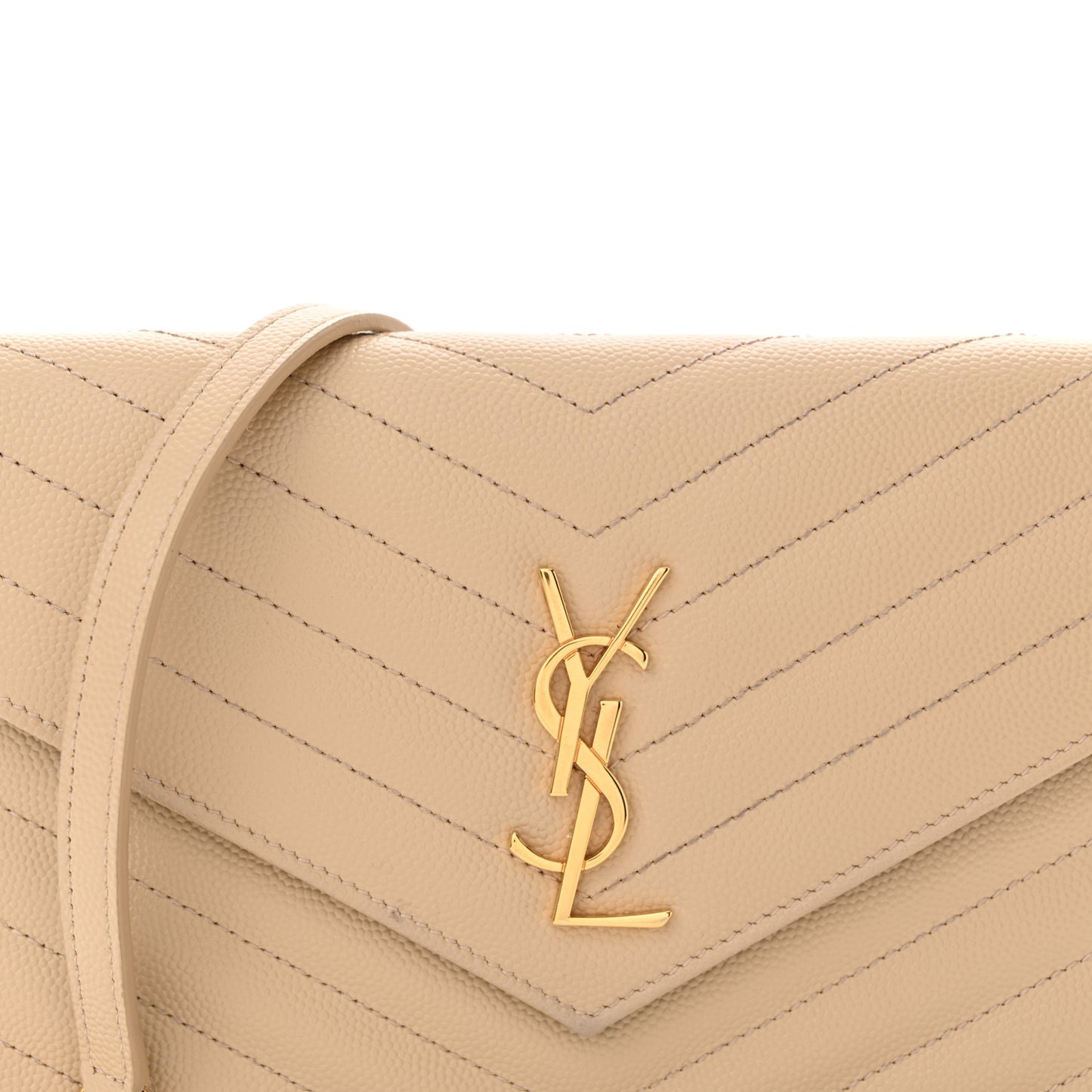Grain De Poudre Matelasse Chevron Monogram Envelope Chain Wallet Nude Powder