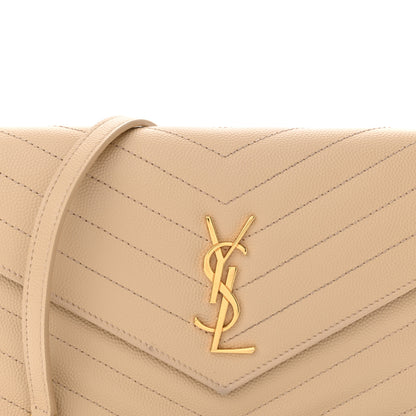 Saint Laurent Grain De Poudre Matelasse Chevron Monogram Envelope Chain Wallet Nude Powder 8 of 13