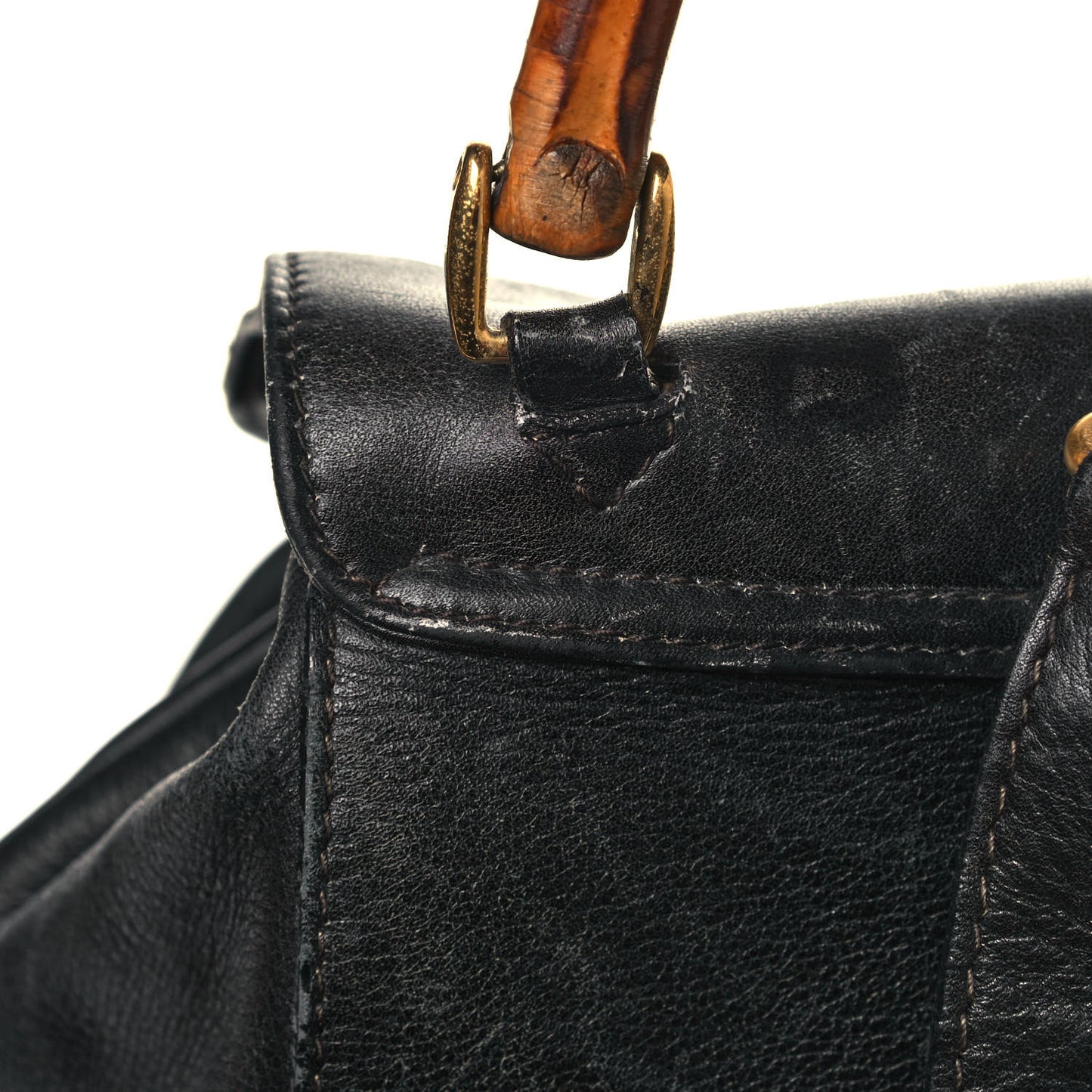 Calfskin Bamboo Backpack Black