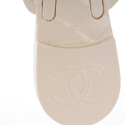 Chanel Jelly Camellia Thong Sandals 38 Ivory Black 6 of 8