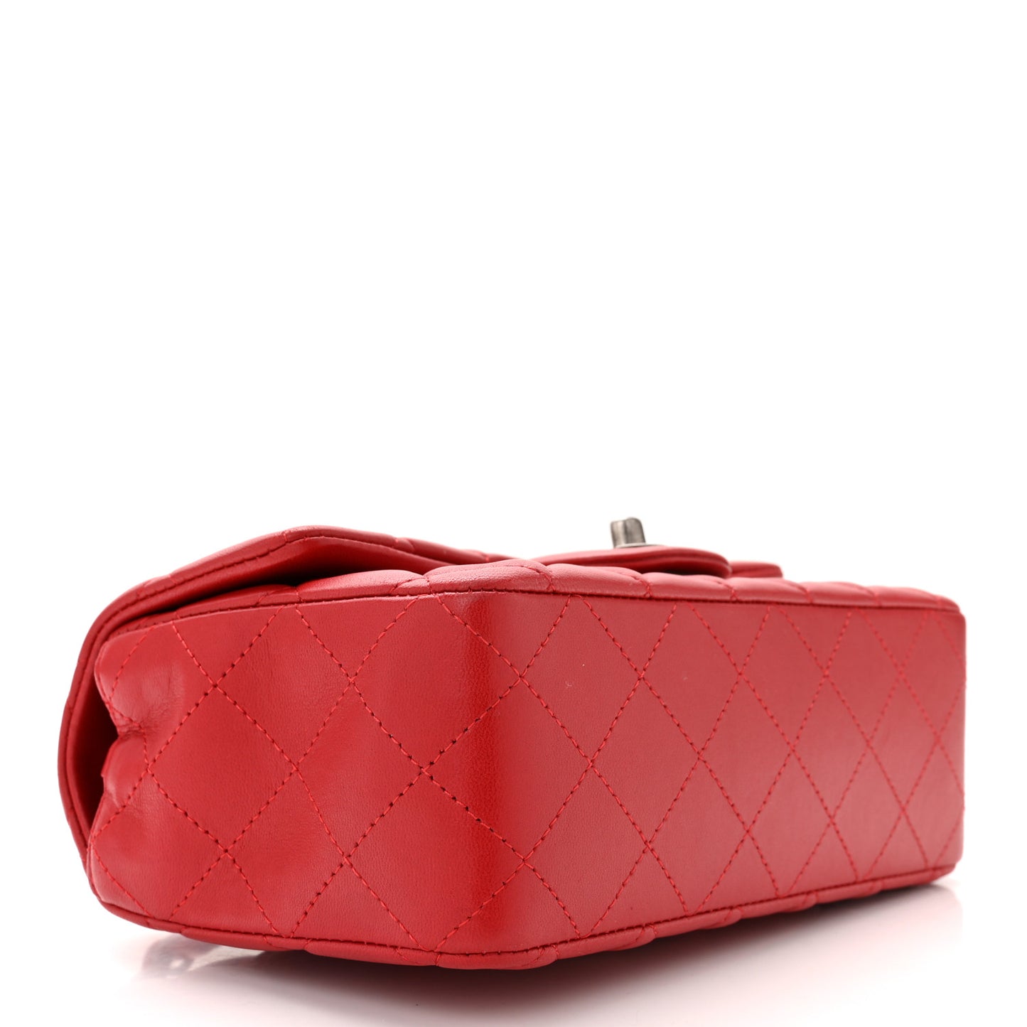 Lambskin Quilted Mini Rectangular Flap Red