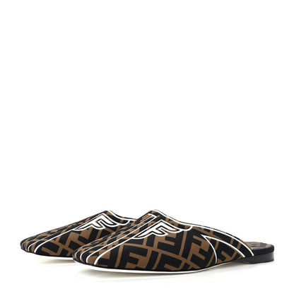Fendi Lycra Film FF FFreedom Flat Mules 35.5 Tobacco Moro White 3 of 7