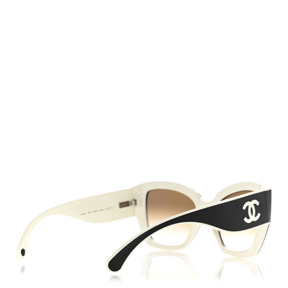 Chanel Acetate Square Sunglasses 6058 Black White 4 of 8