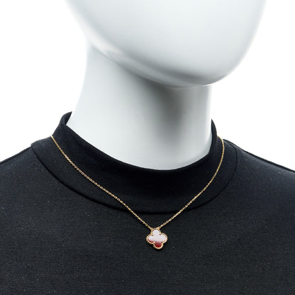 Van Cleef & Arpels 18K Yellow Gold Carnelian Vintage Alhambra Pendant Necklace 7 of 7