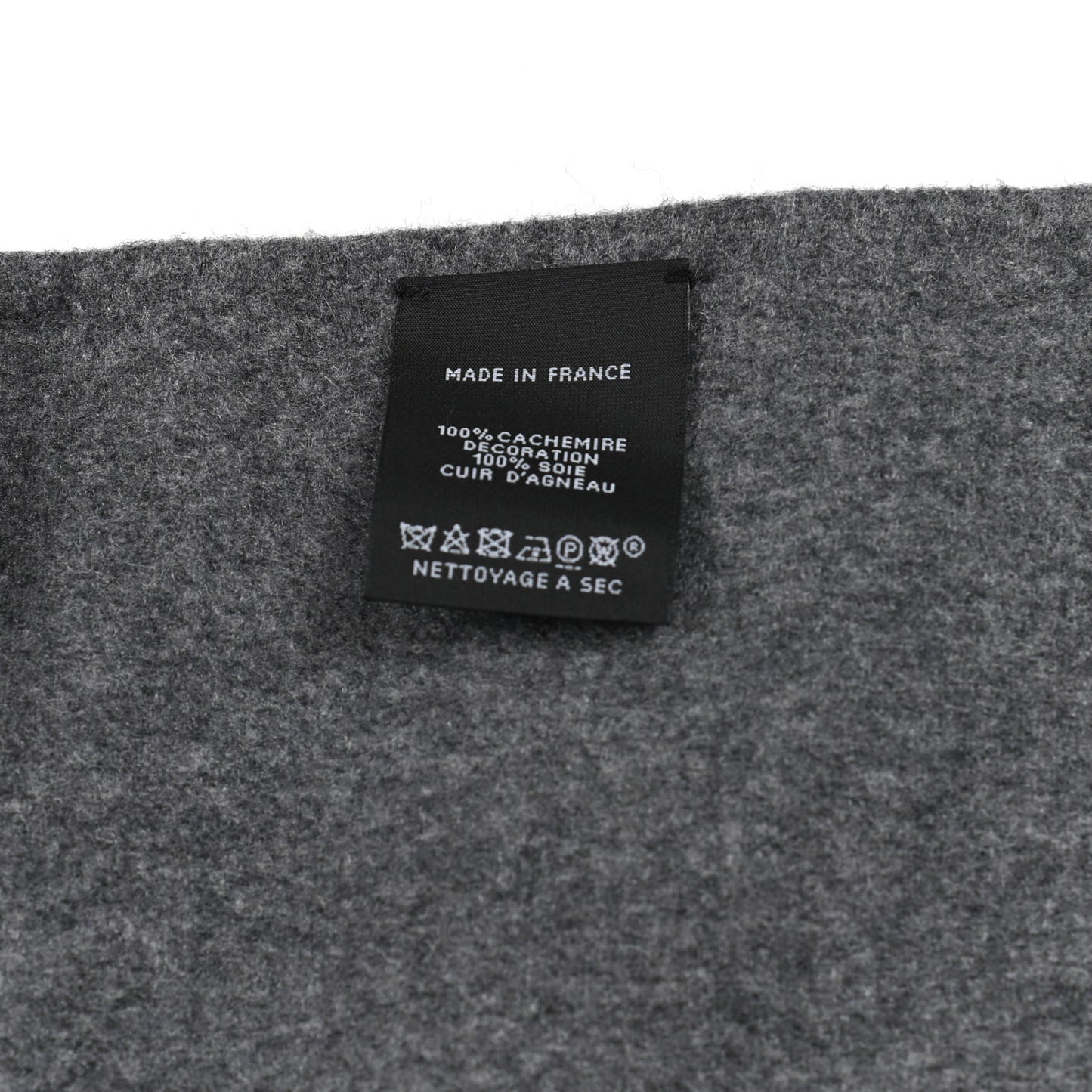 Cashmere Twill Double Face Applique Stole Scarf Gris