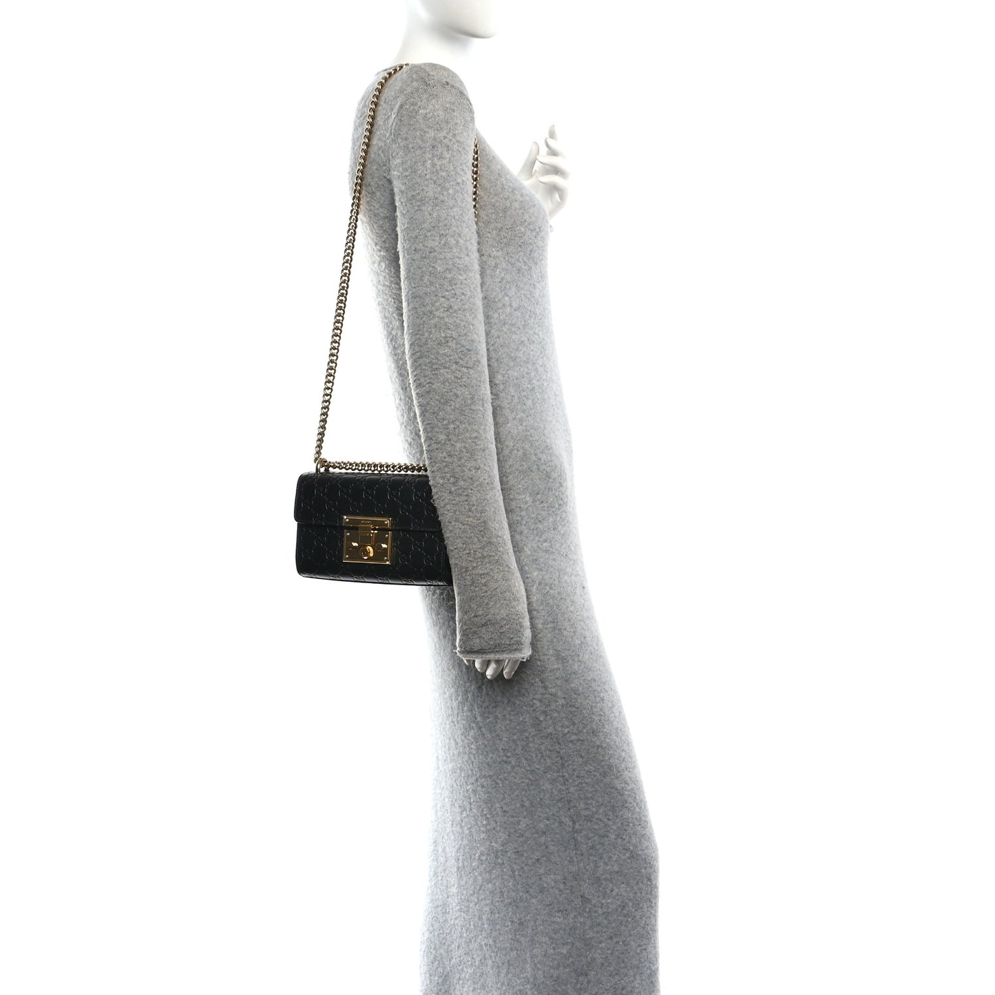 Guccissima Small Padlock Shoulder Bag Black