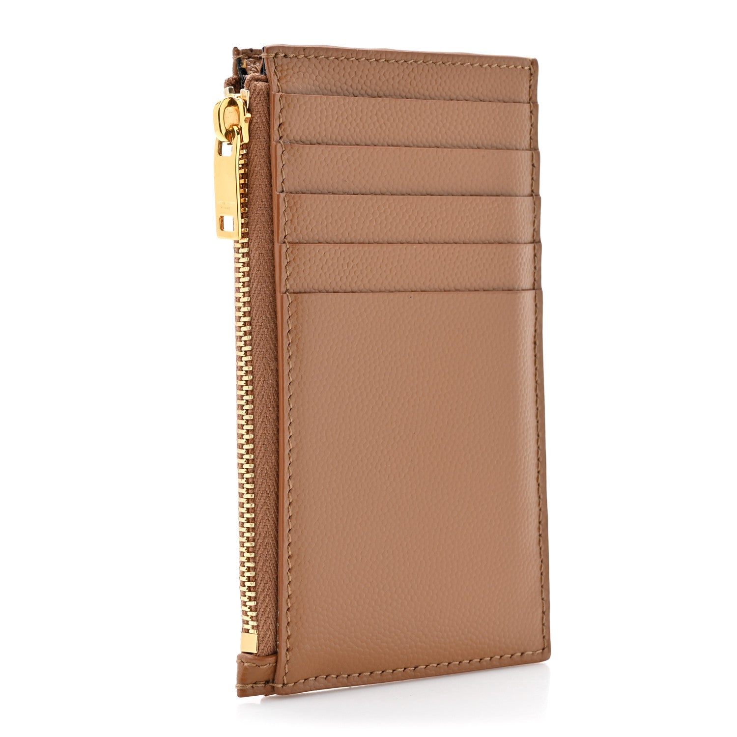 Saint Laurent Grain De Poudre Matelasse Chevron Monogram Fragments Zippered Card Case Naturel Dark 4 of 9