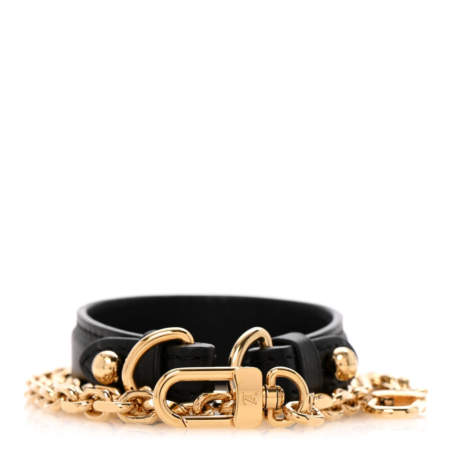 Calfskin Metal Chain Shoulder Strap Black